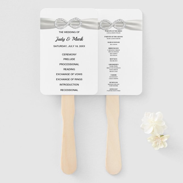 Diamond Infinity Wedding Program Fans (Front and Back)