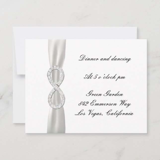 Diamond Infinity White Wedding Reception Card (Front)