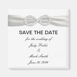 Diamond Infinity WhiteWedding Save The Date Magnet