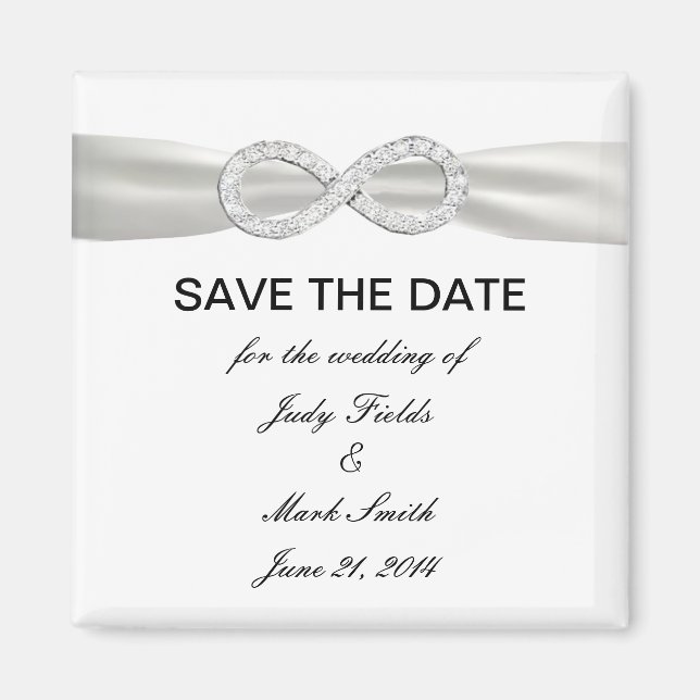 Diamond Infinity WhiteWedding Save The Date Magnet (Front)