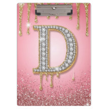 Diamond Initial Letter D Gold Pink Gift For Mum
