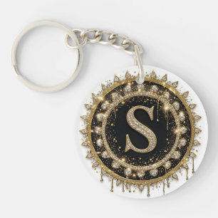 Diamond Initial S Jewel Decor Key Ring