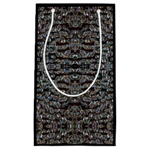 Diamond jewel pattern elegant silver and black small gift bag