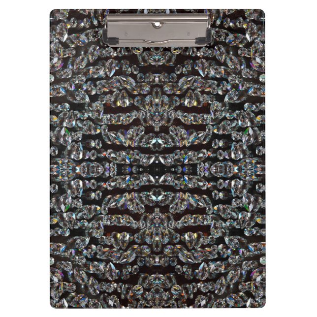 Diamond jewel pattern elegant silver black clipboard (Front)
