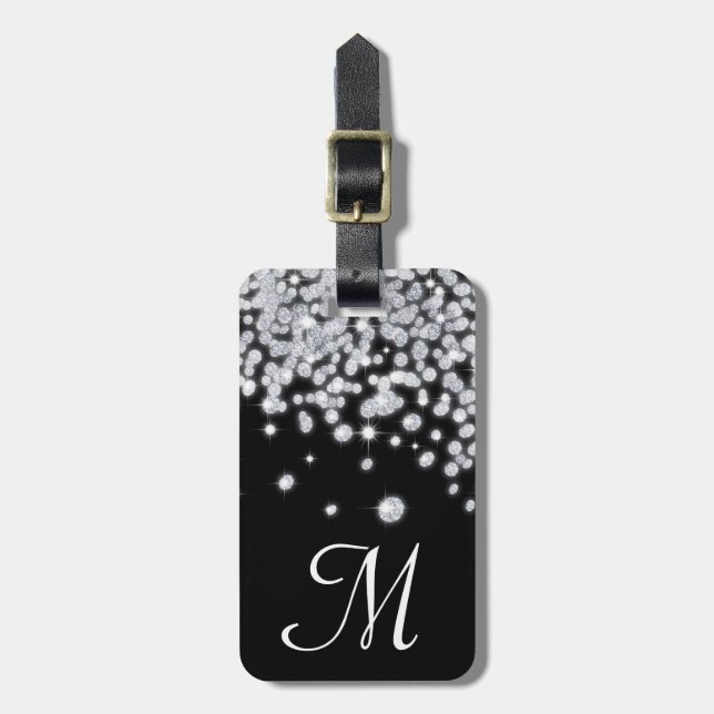Diamond Jewels Jewellery Glitz Monogram Luggage Ta Tag (Front Vertical)