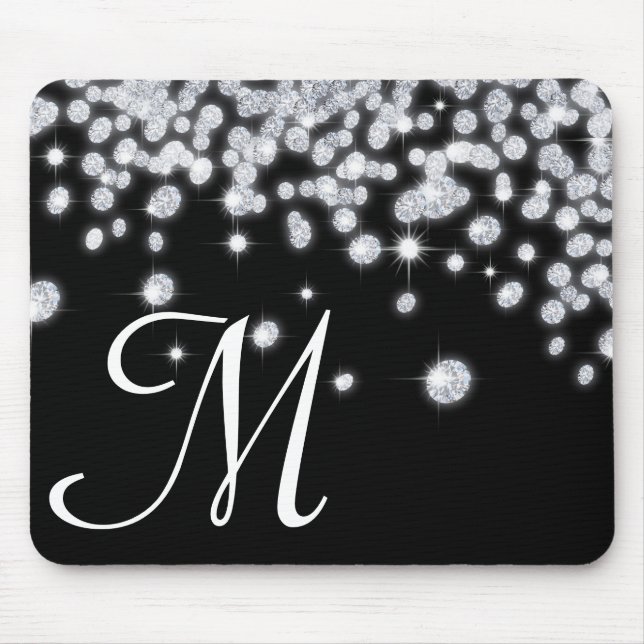 Diamond Jewels Jewellery Monogram Initial Mouse Pa Mouse Pad (Front)