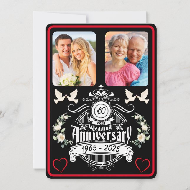 Diamond Jubilee 2 Photo Anniversary Invitation (Front)