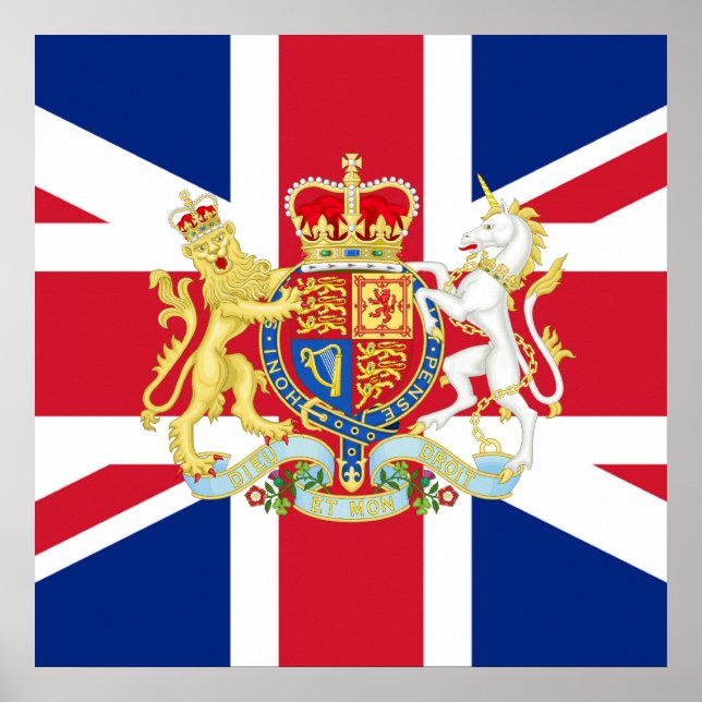 Diamond Jubilee Union Flag and Royal Crest Poster (Front)