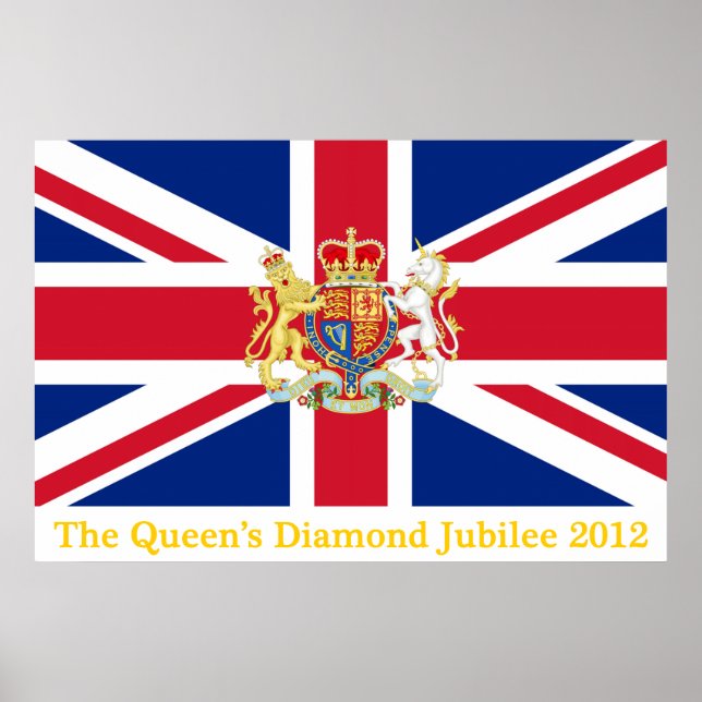 Diamond Jubilee Union Flag and Royal Crest Poster (Front)