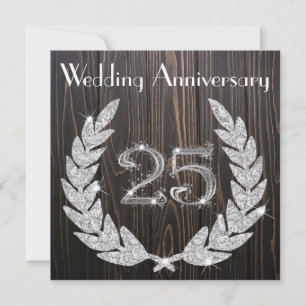 Diamond Laurel Silver 25th Wedding Anniversary Invitation