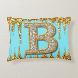 🌸 Diamond Letter B Luxury Glam Home Style 🌸 Decorative Cushion