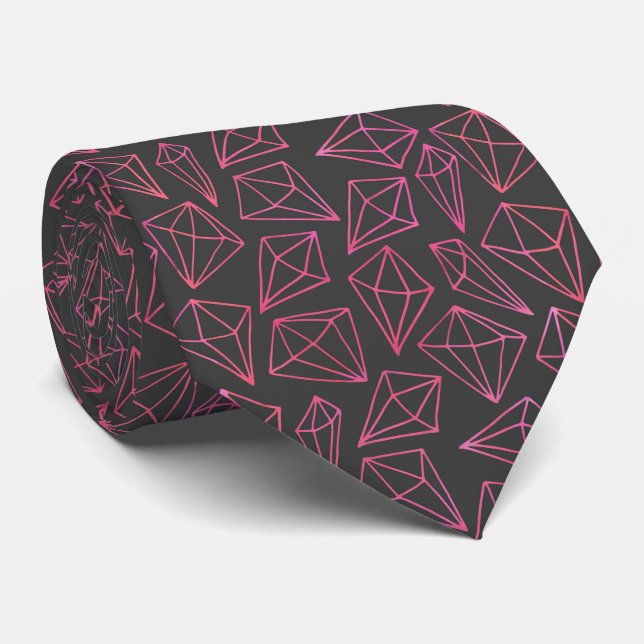 Diamond Life Black and Red Pattern Tie (Rolled)