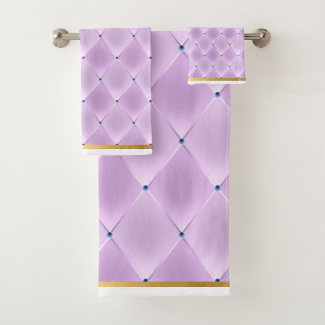 DIAMOND LILAC GOLD BATHROOM TOWEL SET (Insitu)