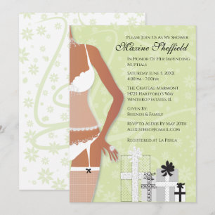 Diamond Lingerie Bridal Shower Chartreuse Green Invitation