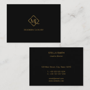 Diamond Logo Black & Gold Business Card