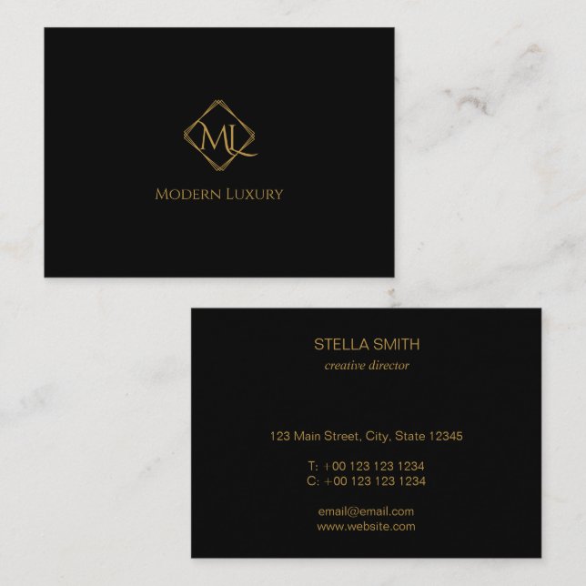 Diamond Logo | Black & Gold Business Card (Front/Back)