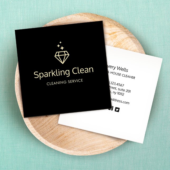 Diamond Logo House Cleaning Service Square Business Card (Creator Uploaded)