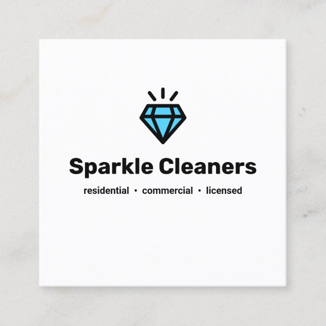 Diamond Logo Housekeeping Service Square Business Card (Front)