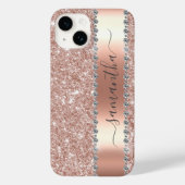 Diamond Look Glitter Calligraphy Name Rose Gold Case-Mate iPhone Case (Back)