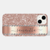 Diamond Look Glitter Calligraphy Name Rose Gold Case-Mate iPhone Case (Back (Horizontal))