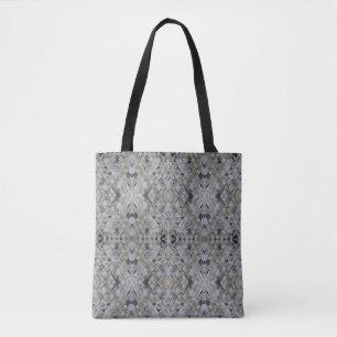 Diamond marble grey beige tiles  tote bag