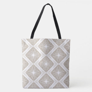 Diamond Medallion Beige/Tan Designer Tote Bag