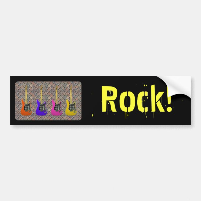 Diamond Metal Guitars, Rock! Bumper Sticker (Front)