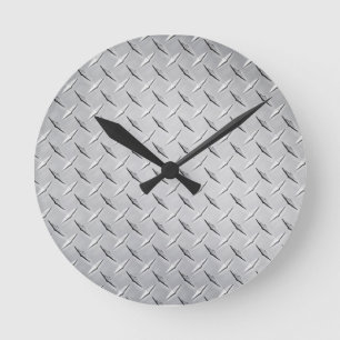 Diamond Metal Plate Round Clock
