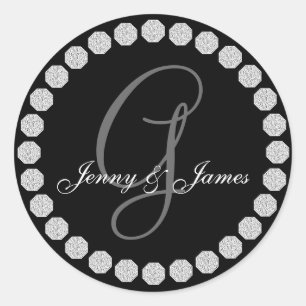 Diamond Monogram G Names Wedding Favour Labels