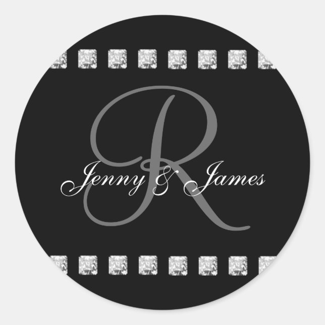 Diamond Monogram R Wedding Favour Stickers (Front)