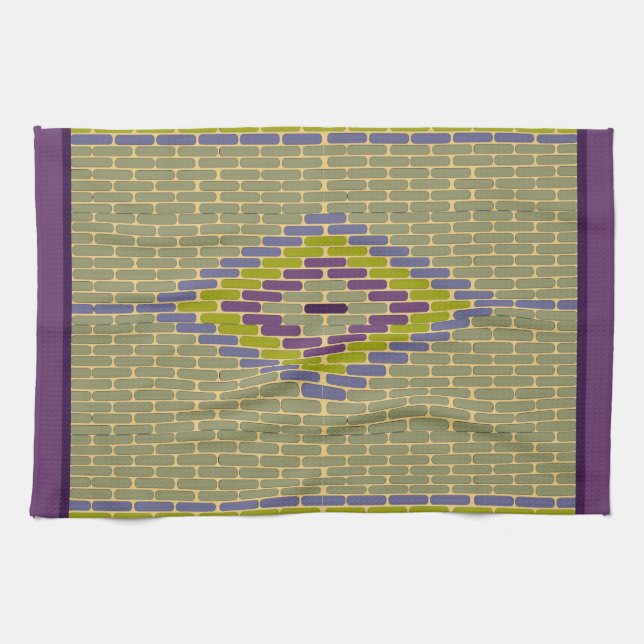 Diamond Mosaic tiles cool colours kitchen towel (Horizontal)