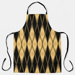 Diamond motif: gold-black elegant pattern. apron