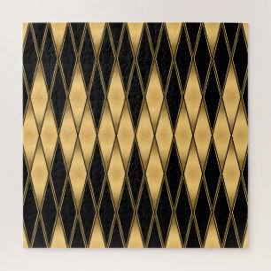 Diamond motif: gold-black elegant pattern. jigsaw puzzle