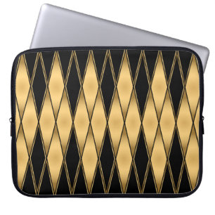 Diamond motif: gold-black elegant pattern. laptop sleeve