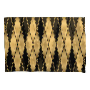 Diamond motif: gold-black elegant pattern. pillowcase