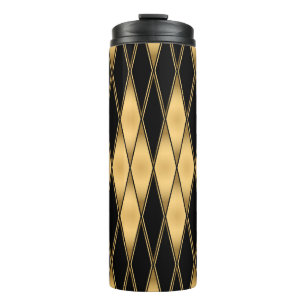 Diamond motif: gold-black elegant pattern. thermal tumbler