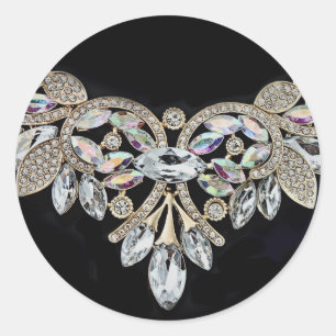 Diamond necklace silver black classic round sticker