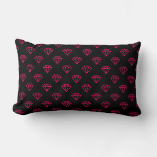 Diamond - Neon Red on Black Lumbar Cushion