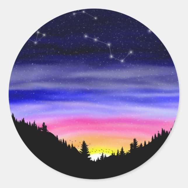 Diamond Night Classic Round Sticker (Front)
