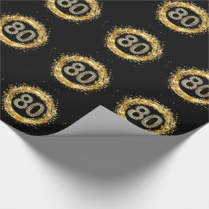 Diamond Number 80 Glitter Bling Confetti   gold Wrapping Paper