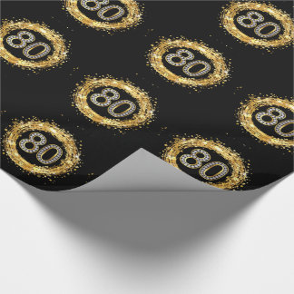 Diamond Number 80 Glitter Bling Confetti | gold Wrapping Paper