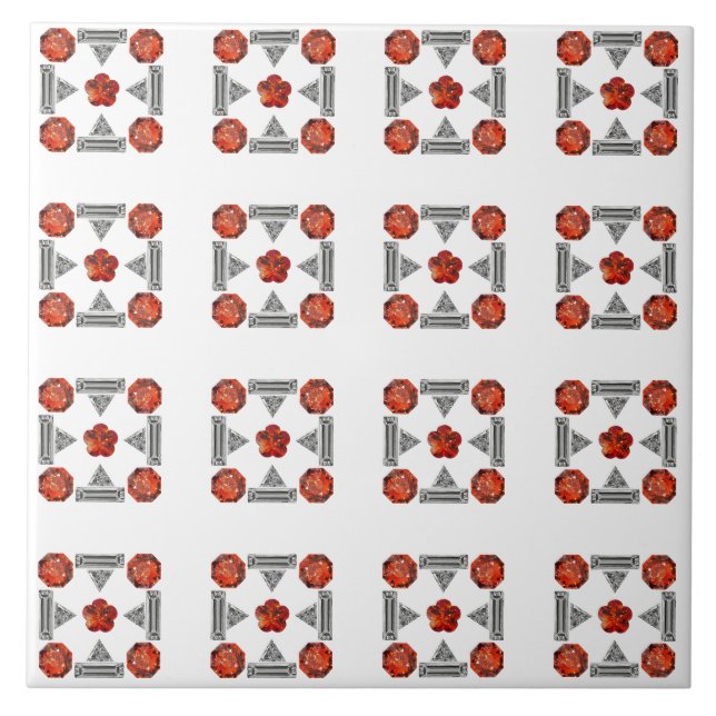 Diamond Orange Pattern Ceramic Tile (Front)
