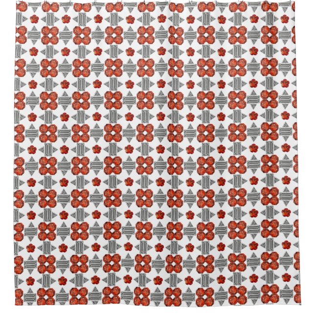 Diamond Orange Pattern Shower Curtain (Front)