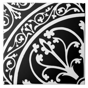 Diamond Orientated Large Print Abstract Black Ceramic Tile