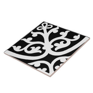 Diamond Orientated Stylish Abstract Black & White Ceramic Tile