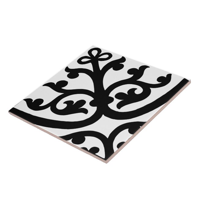 Diamond Orientated Stylish Abstract Black & White Ceramic Tile (Side)