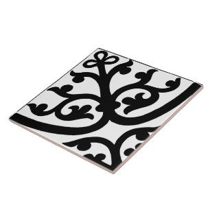 Diamond Orientated Stylish Abstract Black & White Ceramic Tile