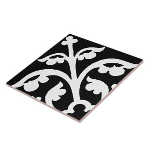 Diamond Orientation Stylish Abstract Black & White Ceramic Tile