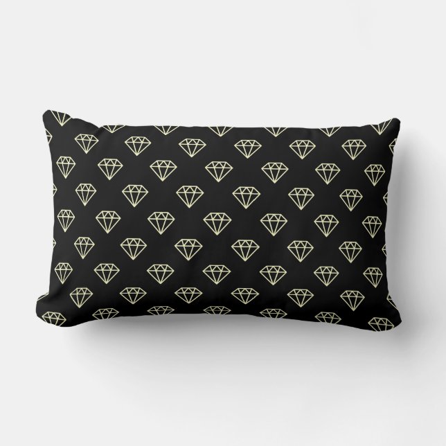 Diamond - Pale Yellow on Black Lumbar Cushion (Front)