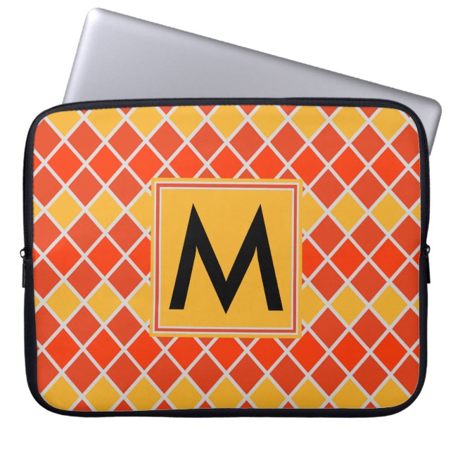 Diamond Pattern #80 Monogrammed Laptop Sleeve (Front)